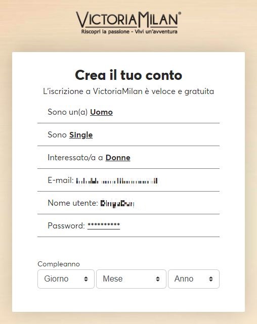 Come iscriversi a Victoria Milan